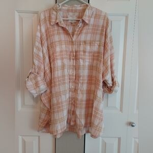 NWOT American Eagle Oversized Plaid Button-Up